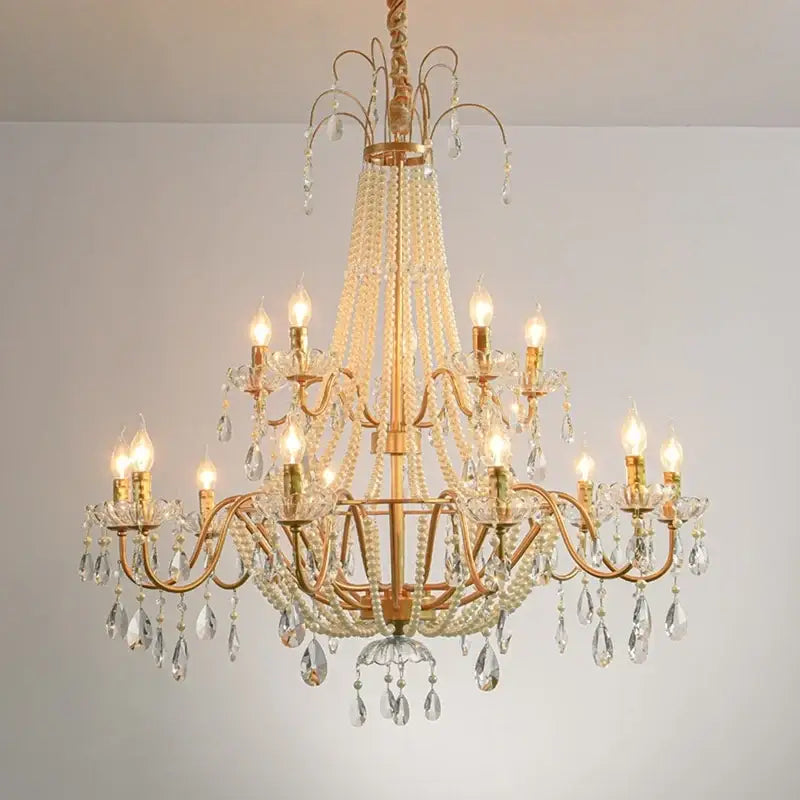 Gold Crystal LED Chandelier For Villa Staircases