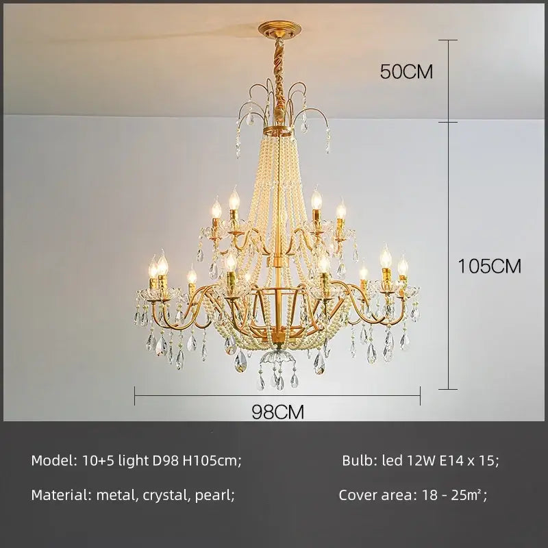 Gold Crystal LED Chandelier For Villa Staircases