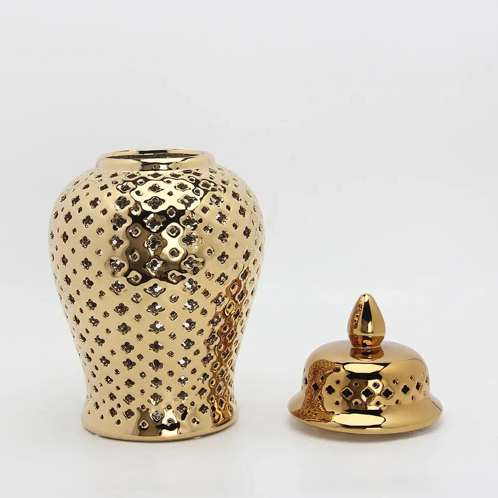 Gold Ceramic Ginger Jar