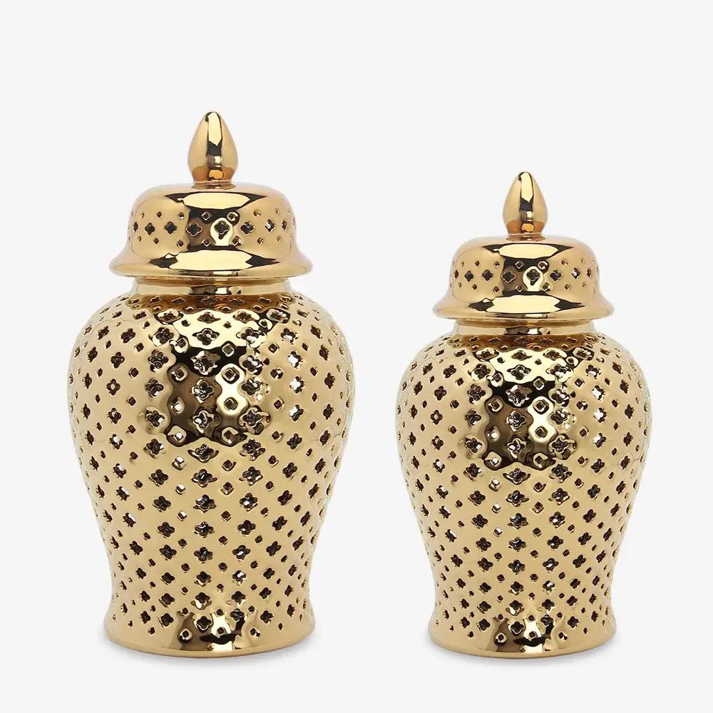 Gold Ceramic Ginger Jar