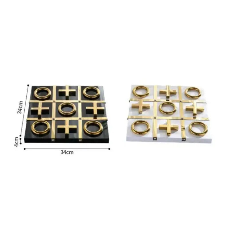 Gold Metal Tic-Tac-Toe Set