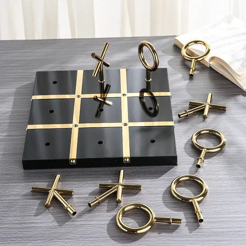 Gold Metal Tic-Tac-Toe Set