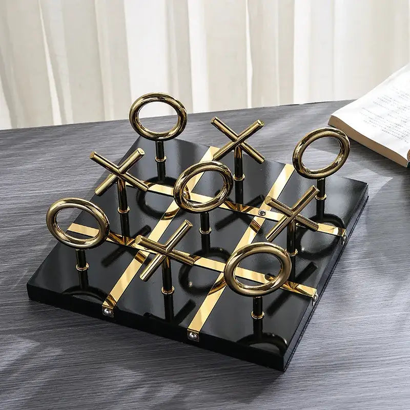 Gold Metal Tic-Tac-Toe Set