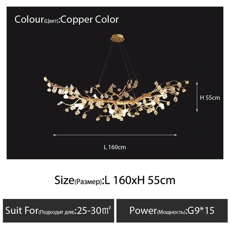 Golden Crystal Branch Chandelier