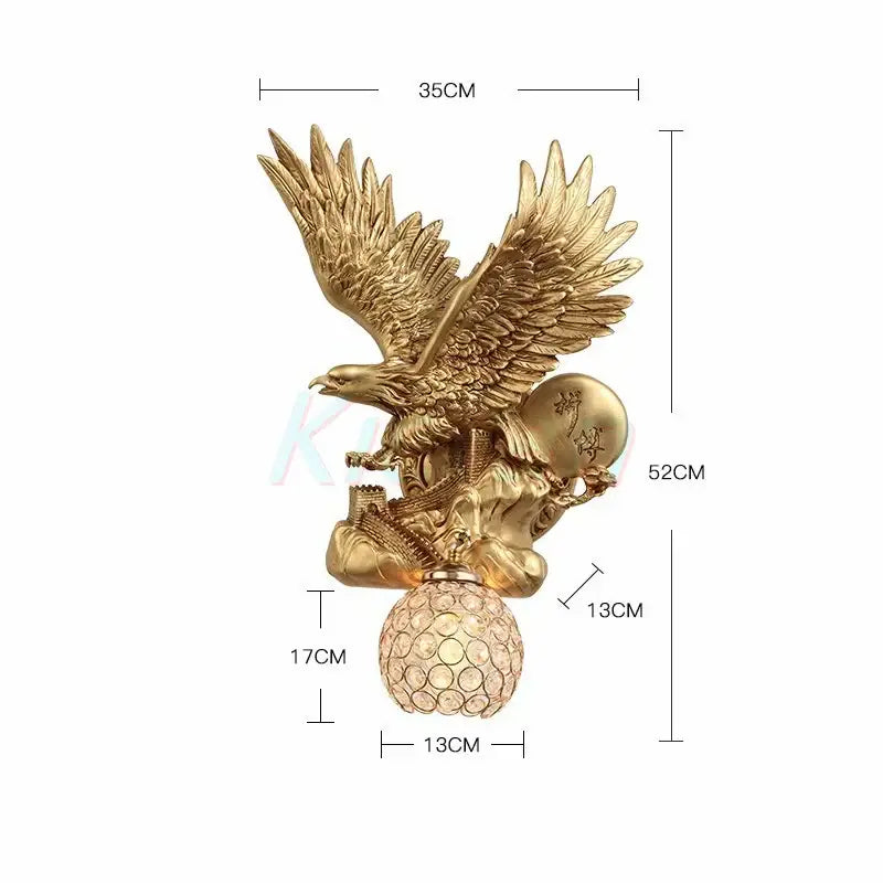 Golden Crystal Eagle Wall Lamp