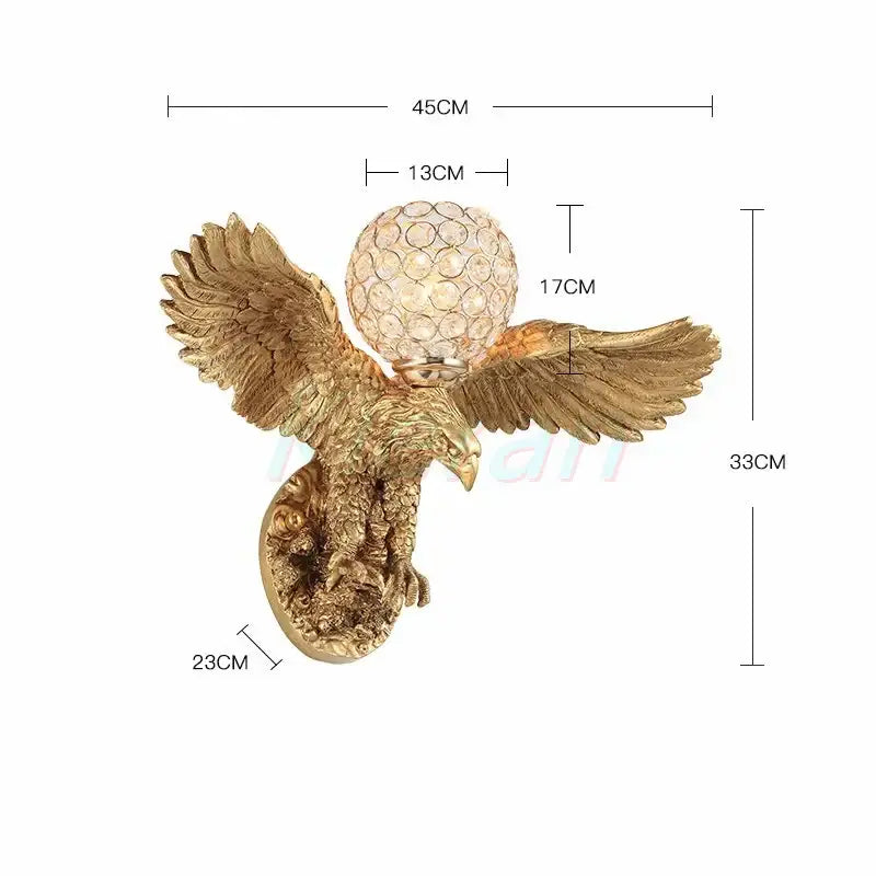 Golden Crystal Eagle Wall Lamp