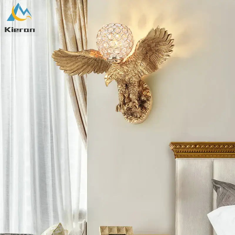 Golden Crystal Eagle Wall Lamp