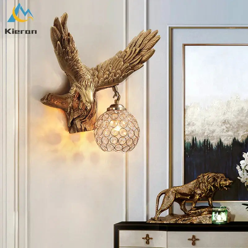 Golden Crystal Eagle Wall Lamp