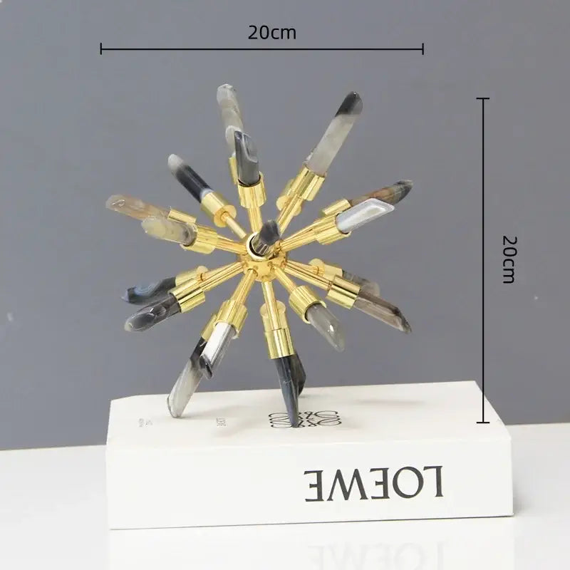 Golden Crystal Sea Urchin Figurine