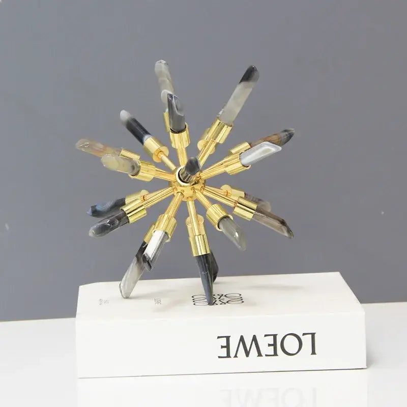 Golden Crystal Sea Urchin Figurine