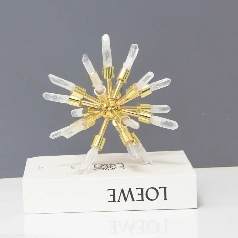 Golden Crystal Sea Urchin Figurine