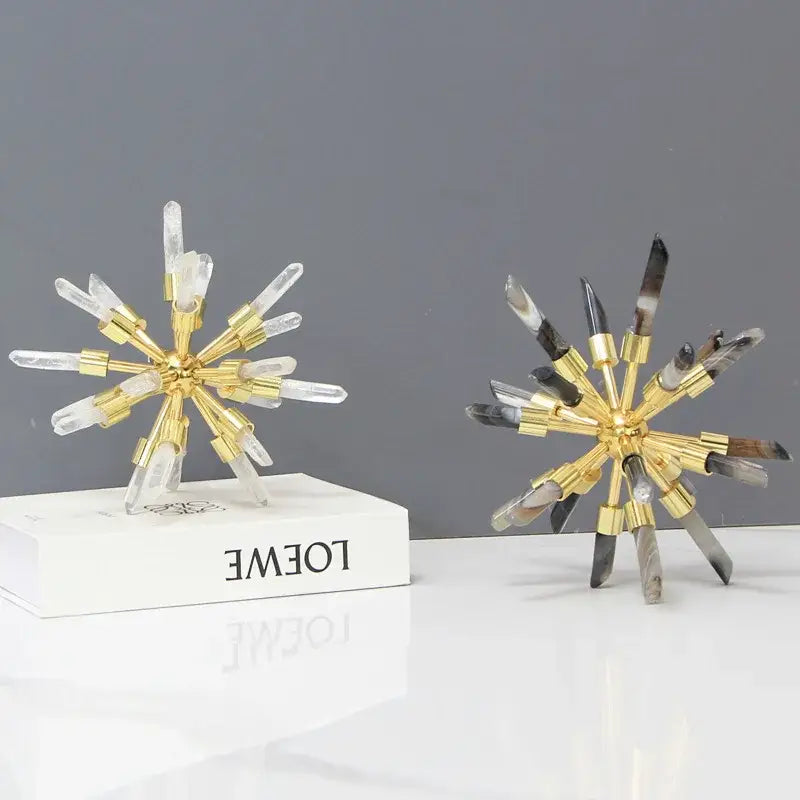 Golden Crystal Sea Urchin Figurine