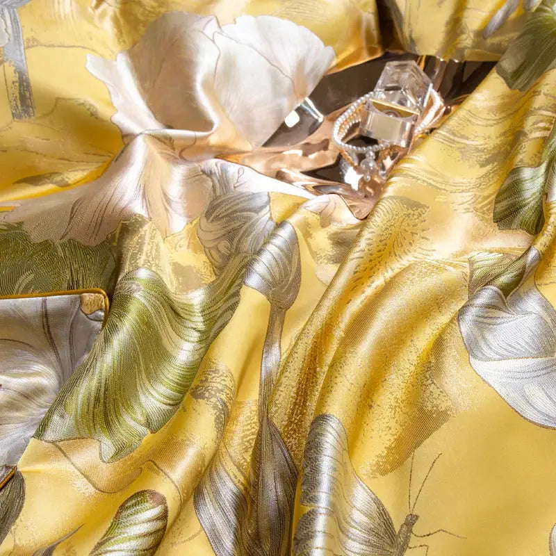 Gold Satin Jacquard Bedding