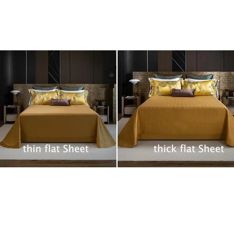 Gold Satin Jacquard Bedding