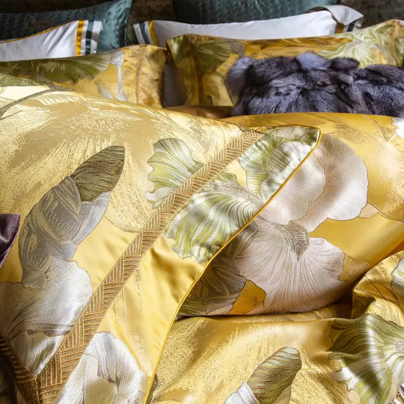 Gold Satin Jacquard Bedding