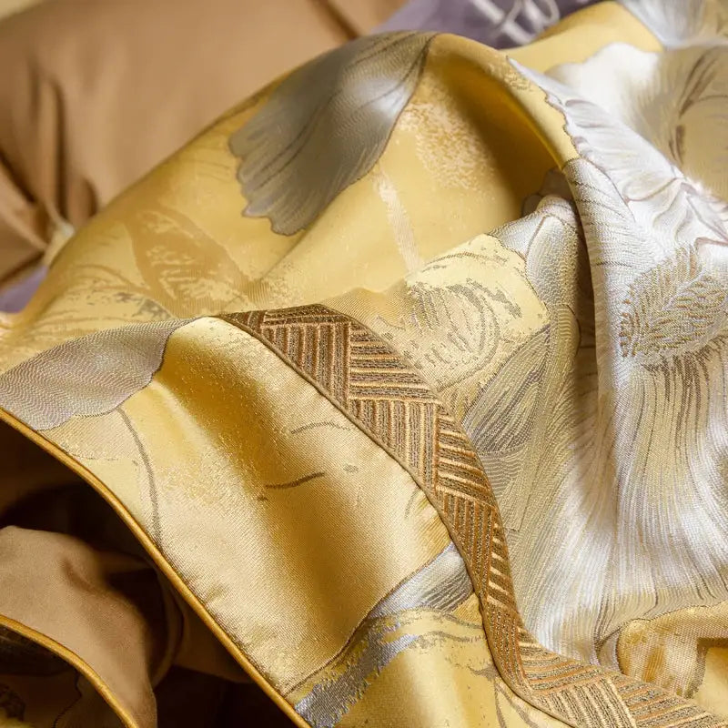 Gold Satin Jacquard Bedding