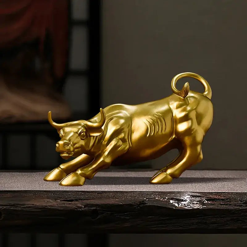 Gold Resin Bull Sculpture