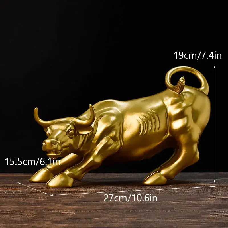 Gold Resin Bull Sculpture