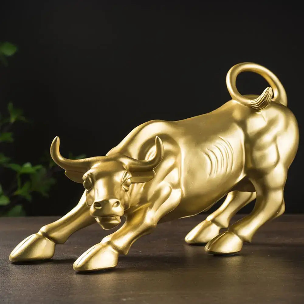Gold Resin Bull Sculpture