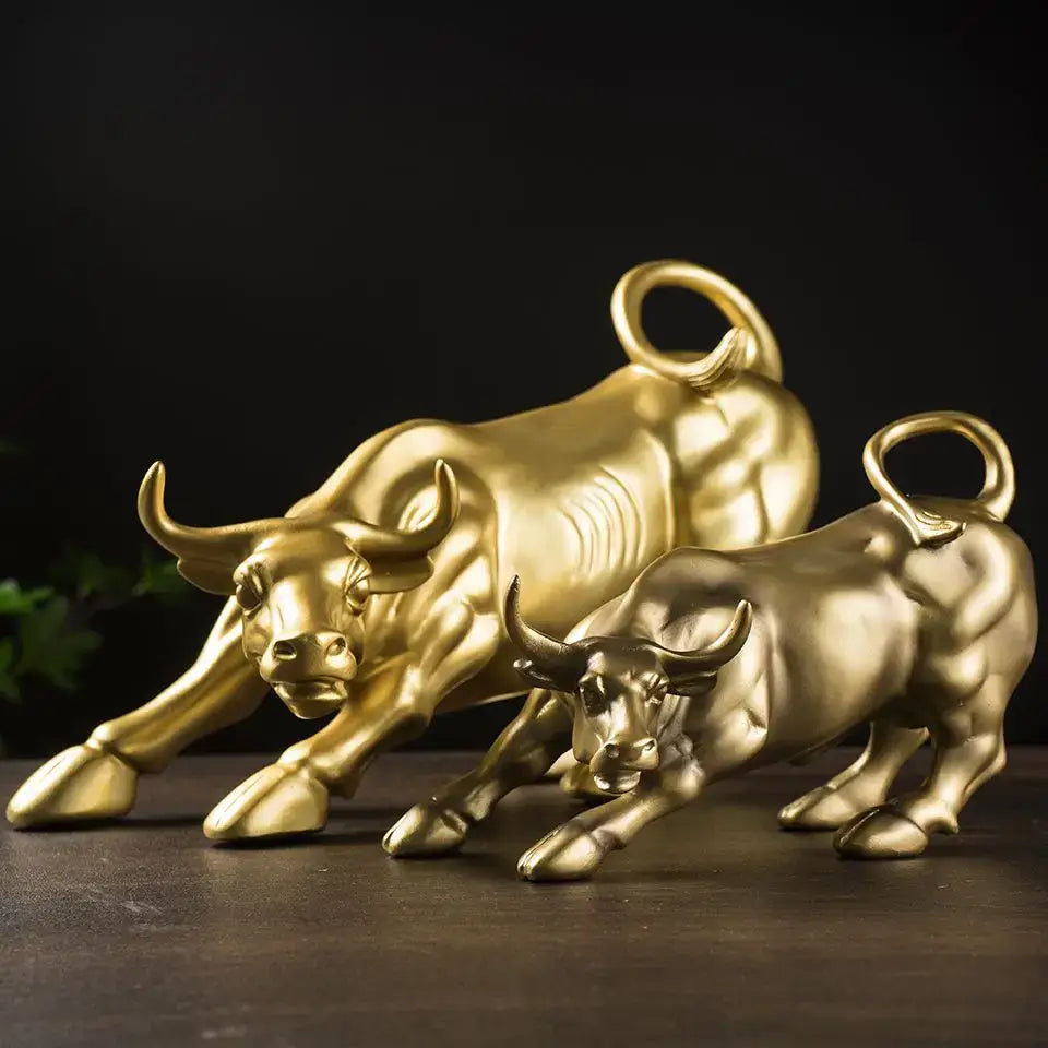 Gold Resin Bull Sculpture