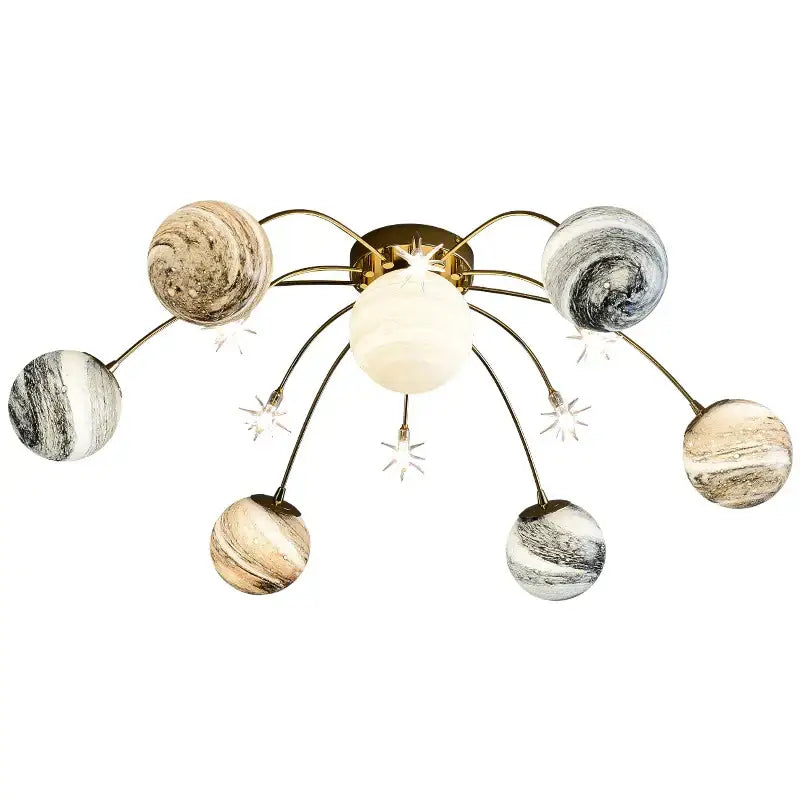 Gold Glass Planet Chandelier