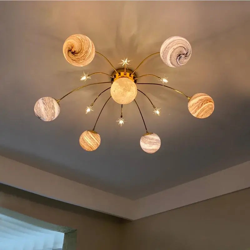 Gold Glass Planet Chandelier