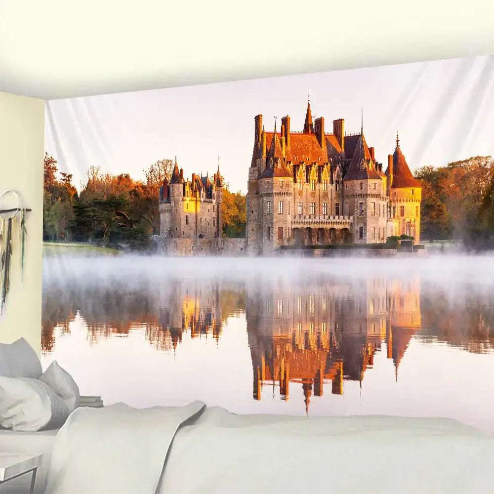 Golden Psychedelic Wall Tapestry