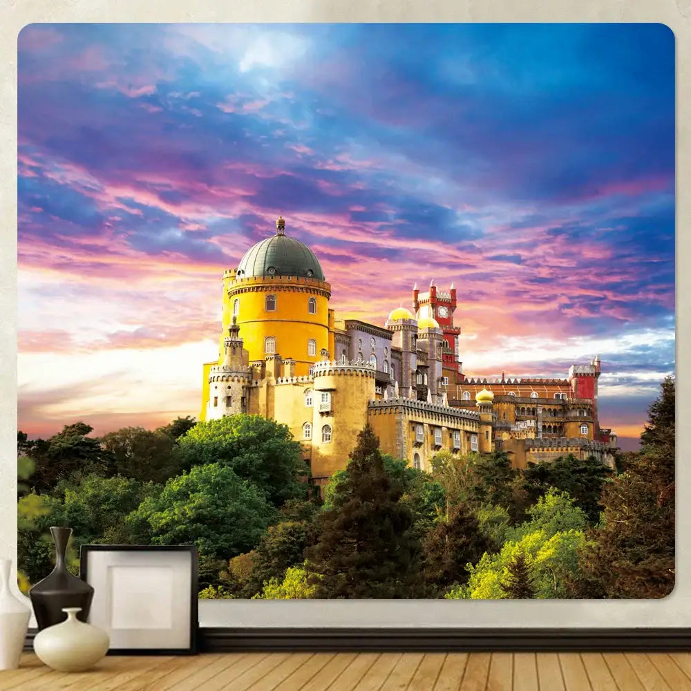 Golden Psychedelic Wall Tapestry