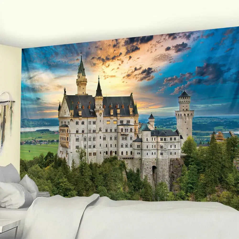 Golden Psychedelic Wall Tapestry