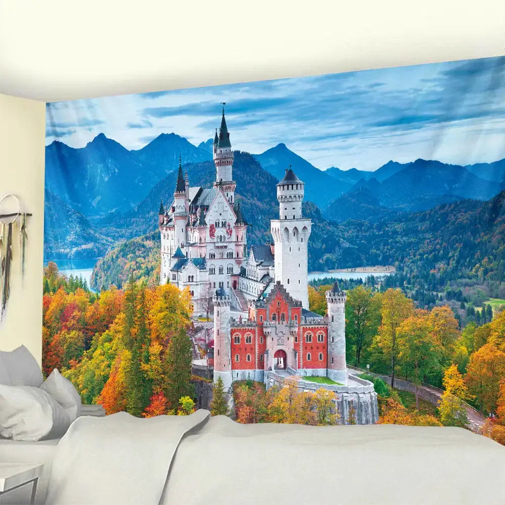 Golden Psychedelic Wall Tapestry