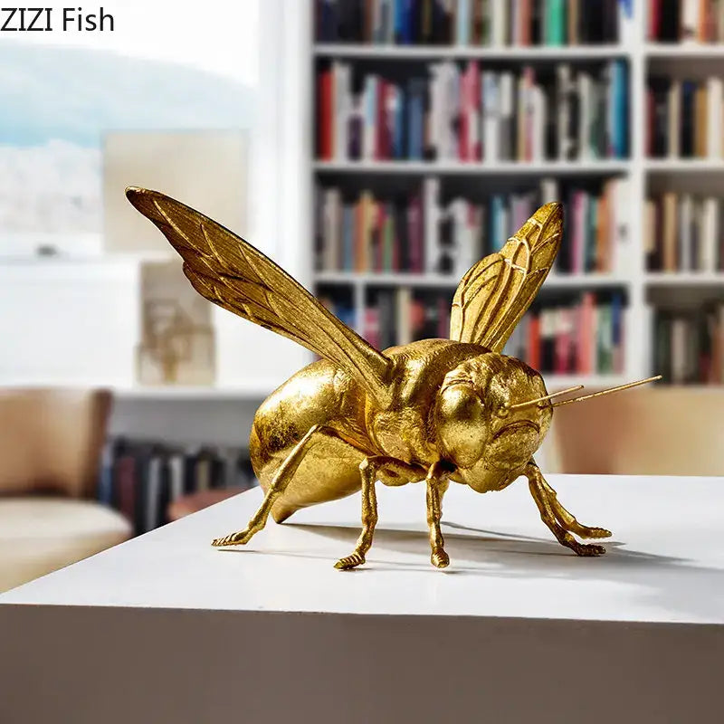 Golden Honeybee Metal Statue