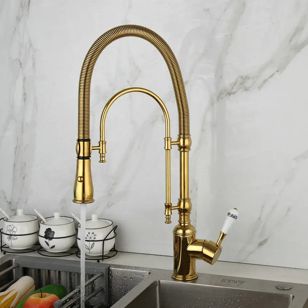 Golden Ceramic Kitchen Faucet