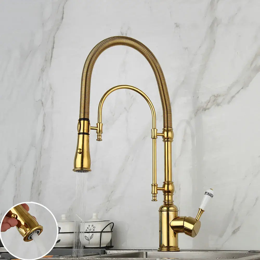 Golden Ceramic Kitchen Faucet