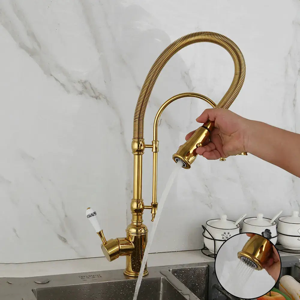 Golden Ceramic Kitchen Faucet