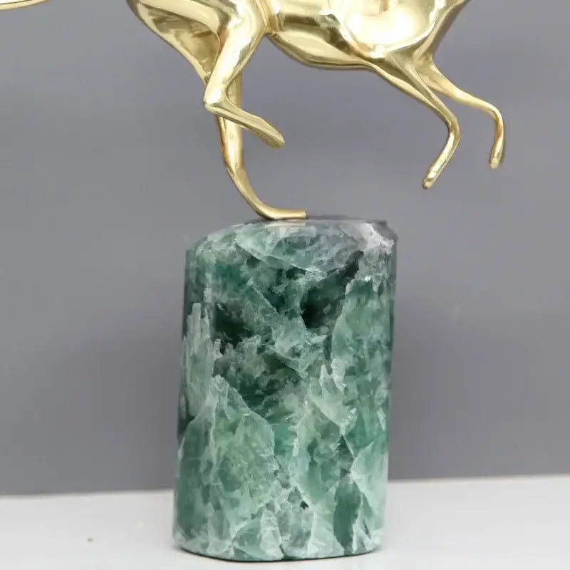 Brass Leopard Marble Figurine
