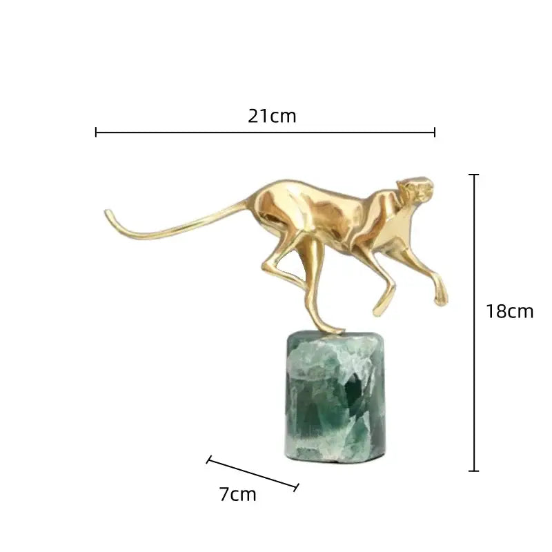 Brass Leopard Marble Figurine