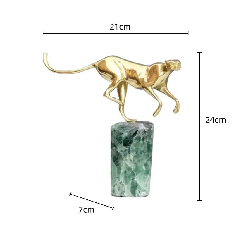 Brass Leopard Marble Figurine