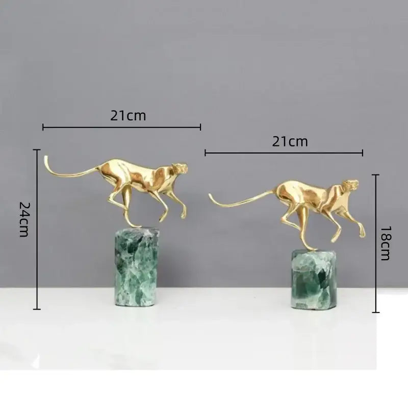 Brass Leopard Marble Figurine