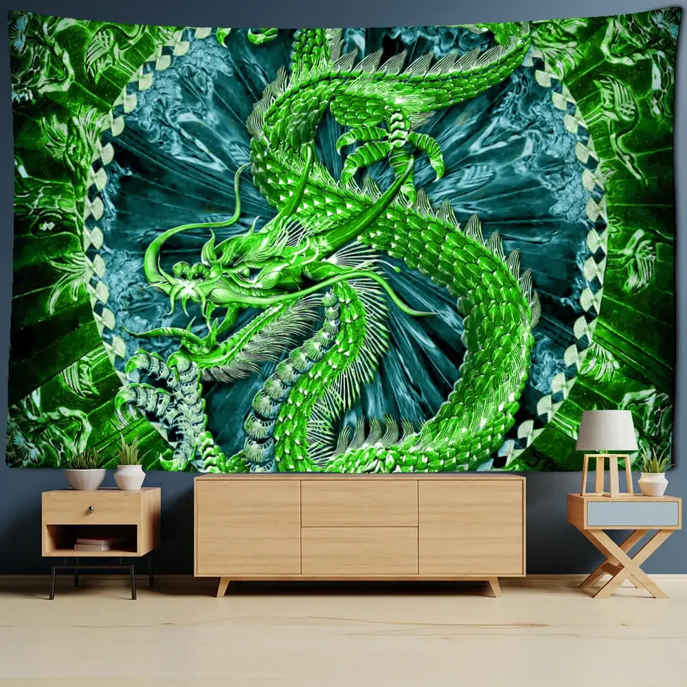 Gold Dragon Tapestry Art