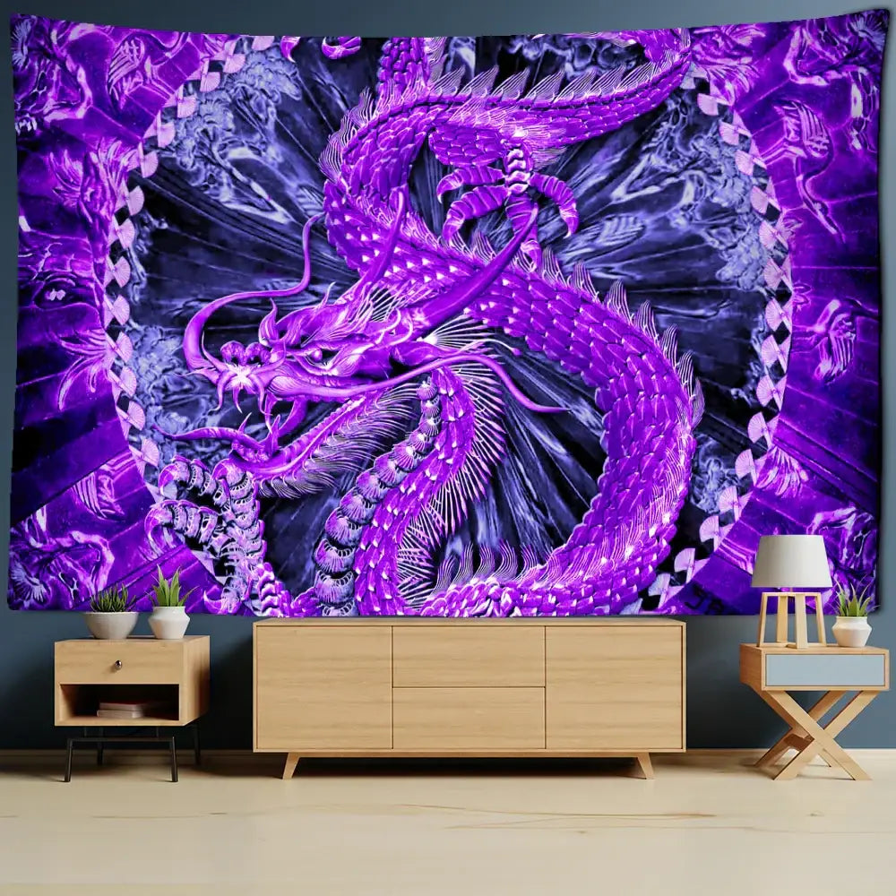Gold Dragon Tapestry Art