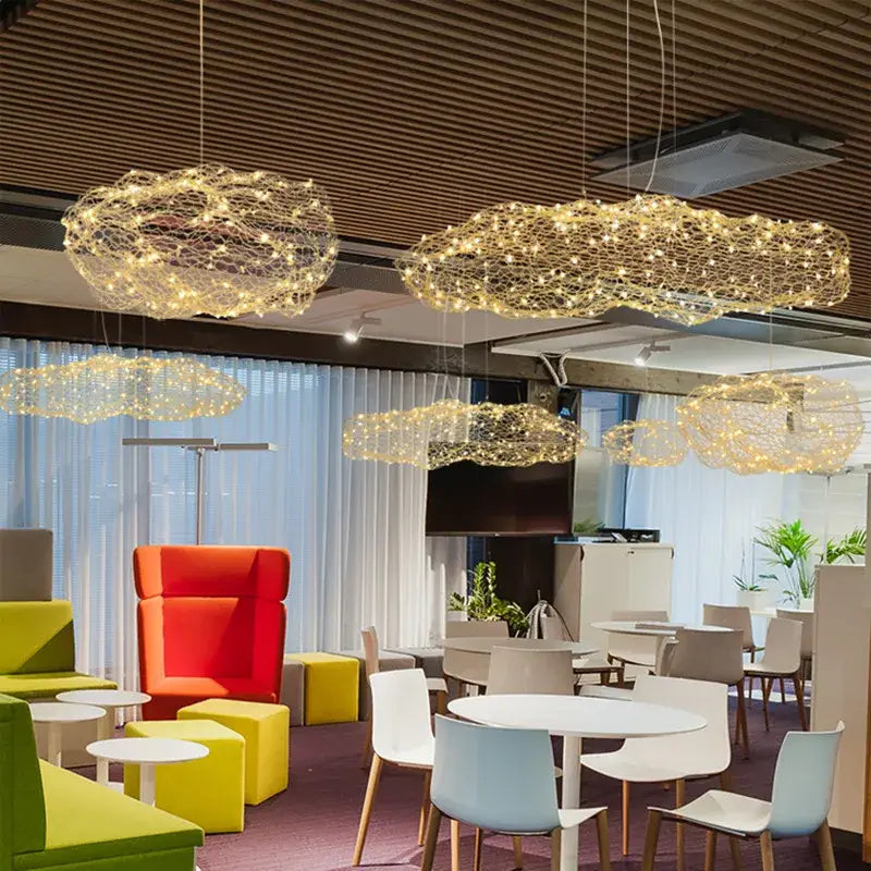 Gold Mesh Cloud Pendant Light