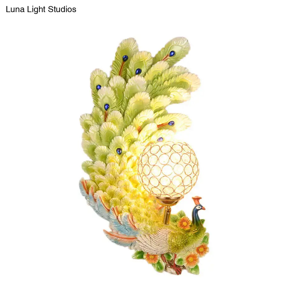 Gold Peacock Wall Sconce Vibrant Colors
