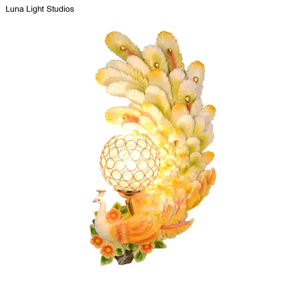 Gold Peacock Wall Sconce Vibrant Colors