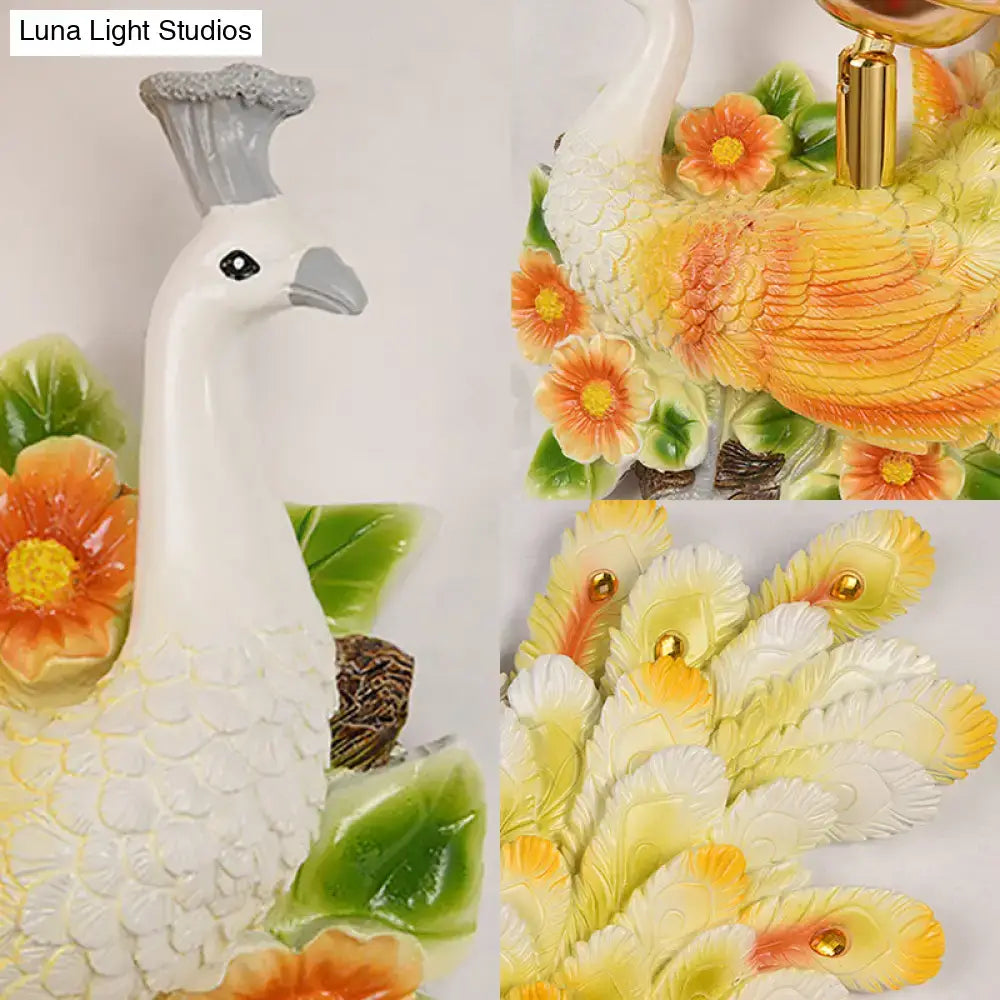 Gold Peacock Wall Sconce Vibrant Colors