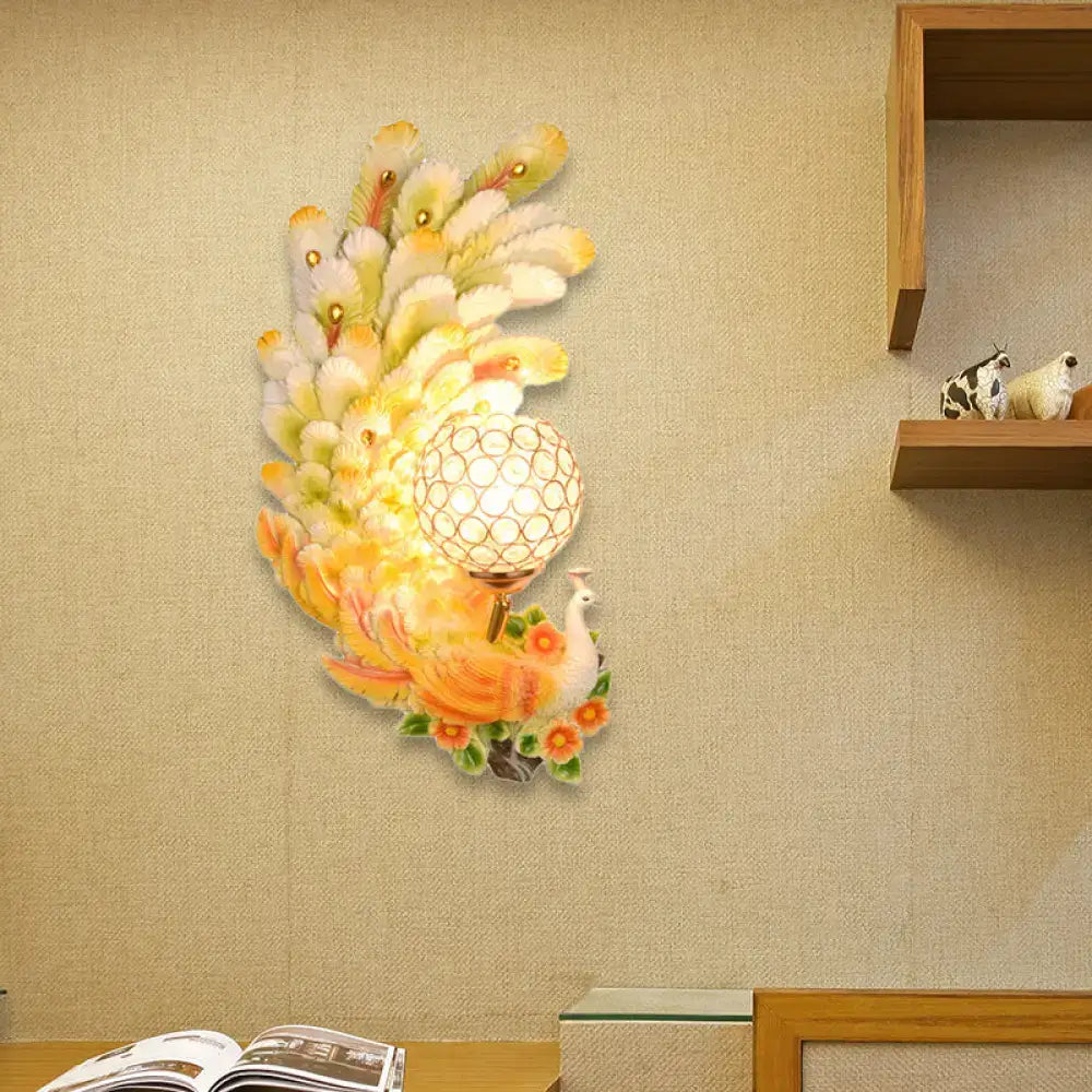 Gold Peacock Wall Sconce Vibrant Colors