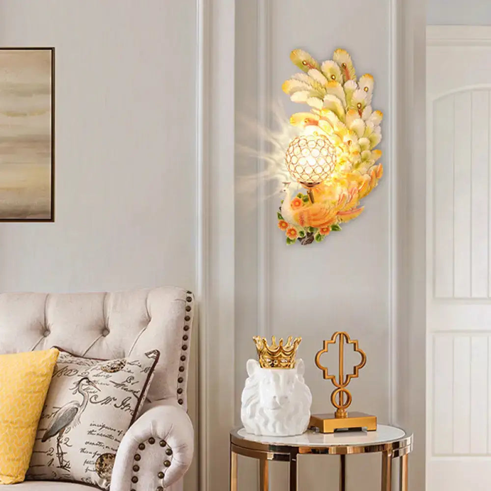 Gold Peacock Wall Sconce Vibrant Colors