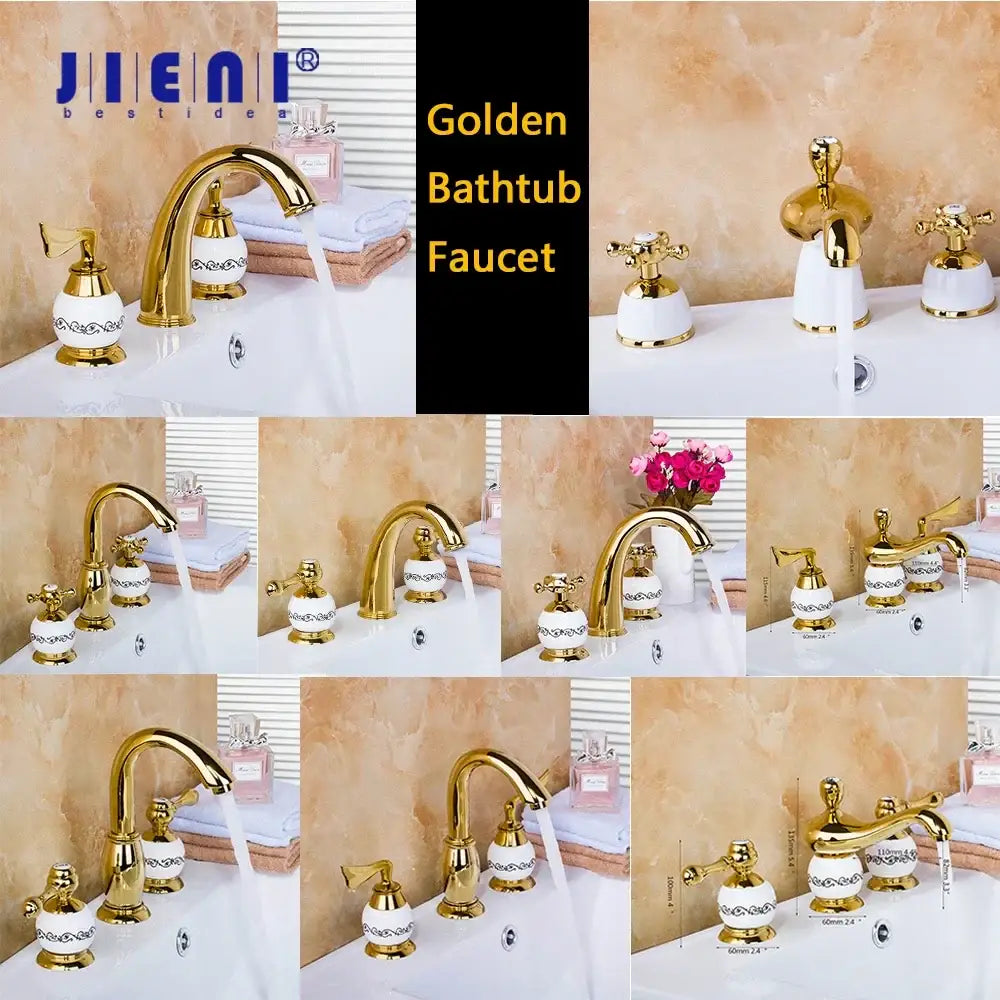 Gold Ceramic Faucet Set