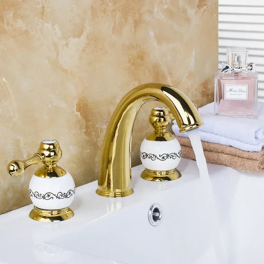 Gold Ceramic Faucet Set