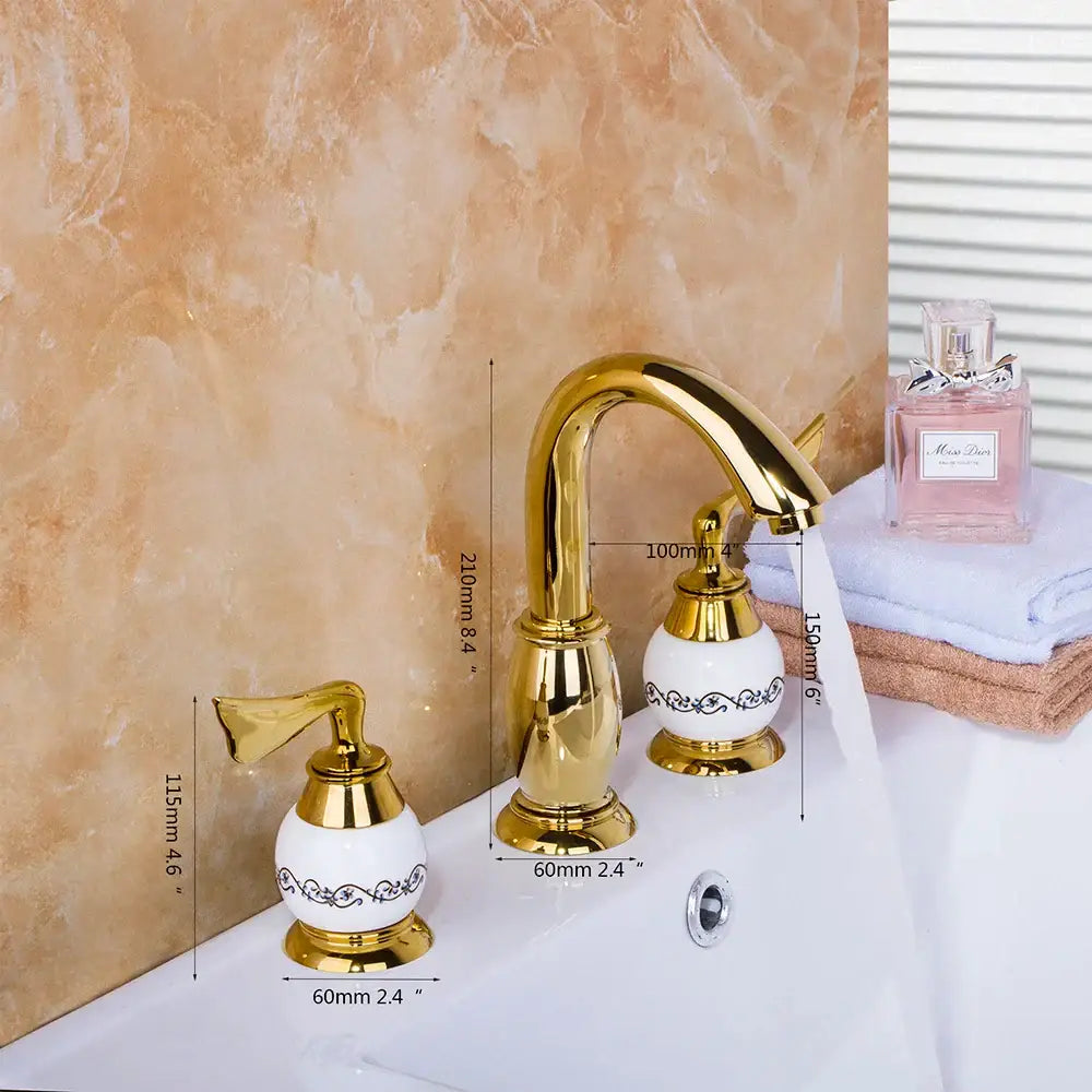Gold Ceramic Faucet Set