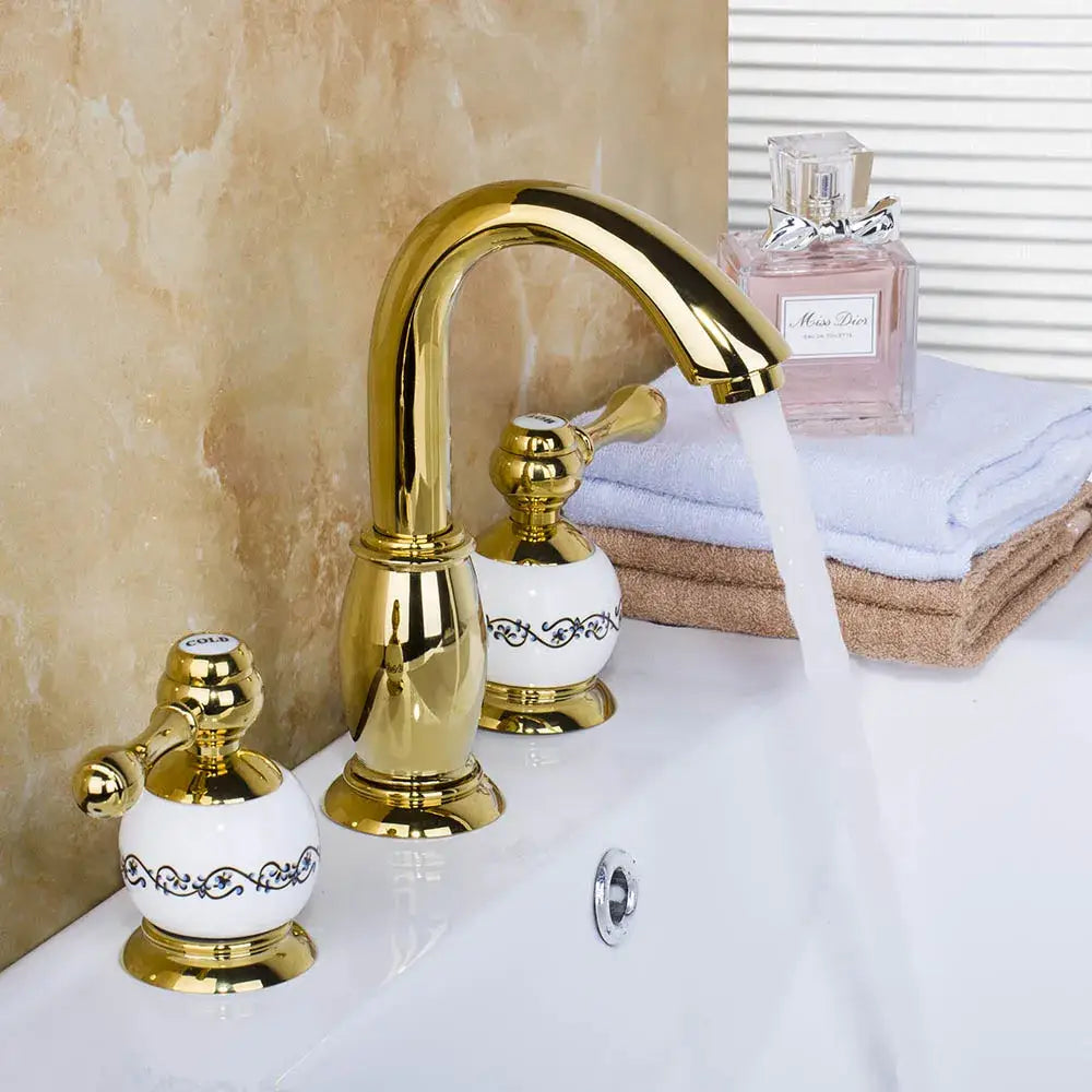 Gold Ceramic Faucet Set